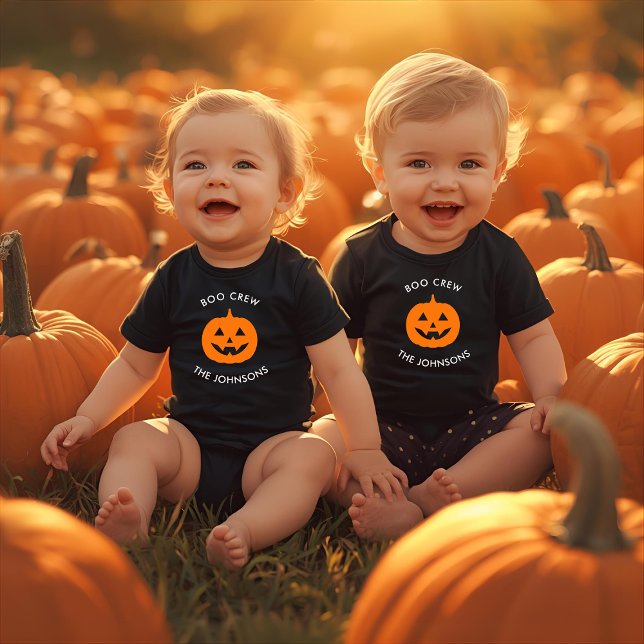 Minimalist Boo Crew Pumpkin – Personalised Baby Bodysuit (Creator Uploaded)