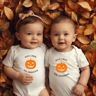 Minimalist Boo Crew Pumpkin – Personalized Baby Bodysuit
