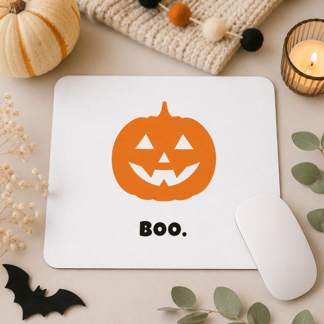 Minimalist BOO. Pumpkin – Minimalist Halloween Mouse Pad (Creator Uploaded)