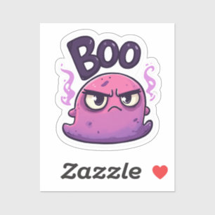 Minimalist Boo Sticker Aesthetic Grumpy Ghost D