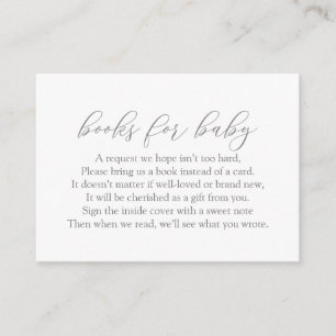 Minimalist Book Request Baby Shower Enclosure Card