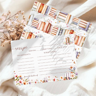 Minimalist Books & Butterfly Bridal Shower Recipe  Enclosure Card