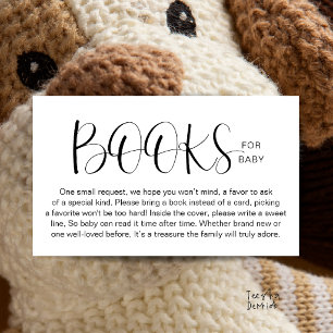 Minimalist Books for Baby Shower Black and White Enclosure Card