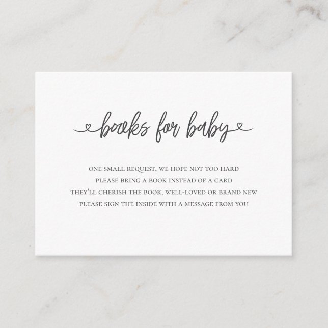 Minimalist Books for Baby Shower Invitation Insert (Front)