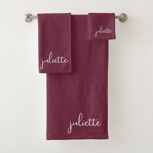 Minimalist Bordeaux Wine Personalised Bath Towel Set (Insitu)