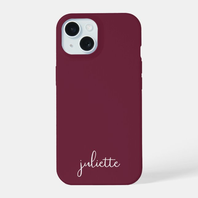 Minimalist Bordeaux Wine Personalised iPhone 15 Case (Back)