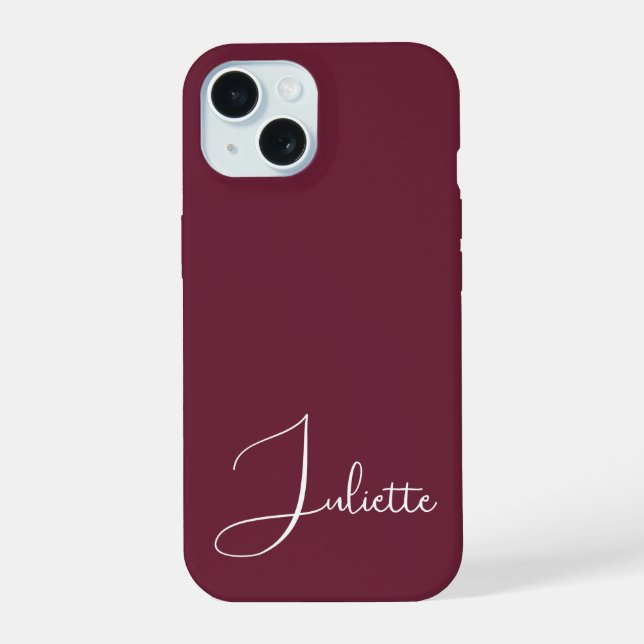 Minimalist Bordeaux Wine Personalised iPhone 15 Case (Back)