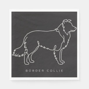 Minimalist Border Collie Line Art Dog Graphic Napkin