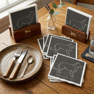 Minimalist Border Collie Line Art Dog Graphic  Napkin