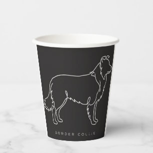 Minimalist Border Collie Line Art Dog Graphic Paper Cups