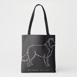 Minimalist Border Collie Line Art Dog Graphic  Tote Bag