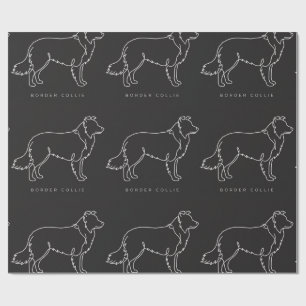 Minimalist Border Collie Line Art Dog Graphic Wrapping Paper