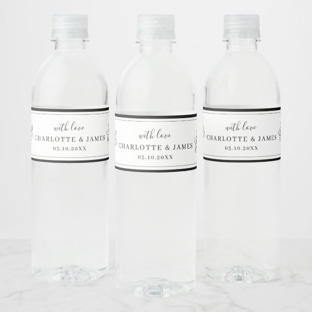 Minimalist Border Foliage Leaf Water Bottle Label (Bottles)