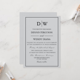 Minimalist Border Monogram Wedding Invitation