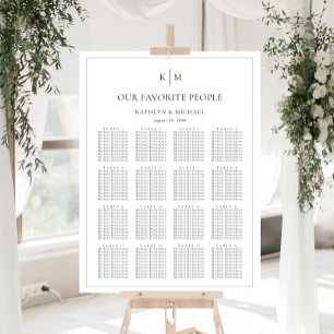 Minimalist Border Wedding 16 Table Seating Charts