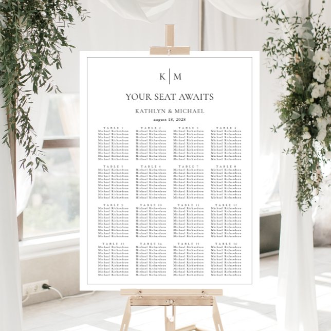 Minimalist Border Wedding 16 Table Seating Charts (Creator Uploaded)