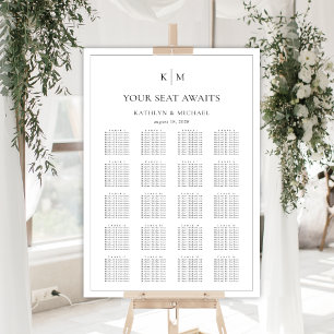 Minimalist Border Wedding 20 Table Seating Charts