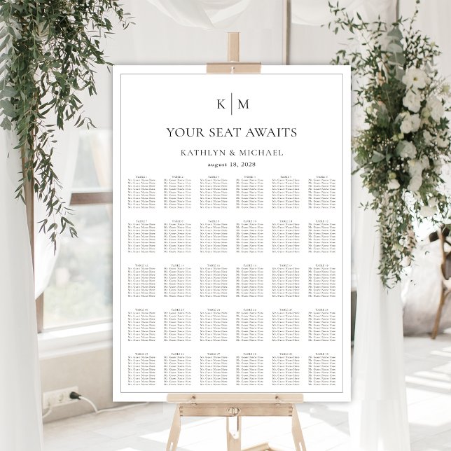 Minimalist Border Wedding 30 Table Seating Charts (Creator Uploaded)