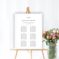 Minimalist Border Wedding 6 Table Seating Charts
