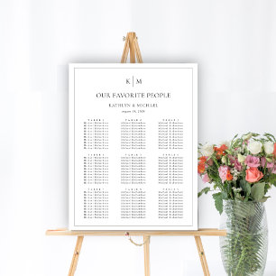Minimalist Border Wedding 9 Table Seating Charts