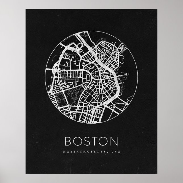 Minimalist Boston City Map Poster (Front)
