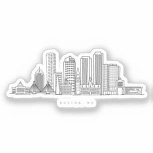 Minimalist Boston City Skyline Illustration