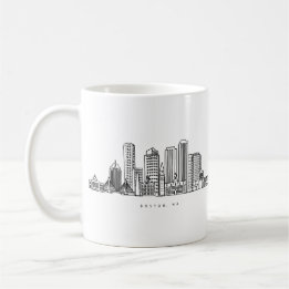 Minimalist Boston City Skyline Illustration Coffee Mug