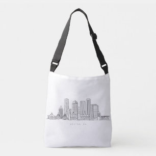 Minimalist Boston City Skyline Illustration Crossbody Bag