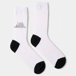 Minimalist Boston City Skyline Illustration Socks