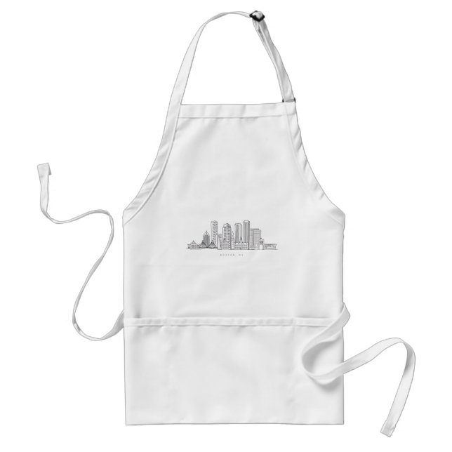 Minimalist Boston City Skyline Illustration Standard Apron (Front)