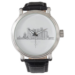 Minimalist Boston City Skyline Illustration Watch