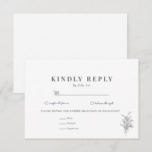 Minimalist Botanic Floral   Flower Chic Wedding RSVP Card