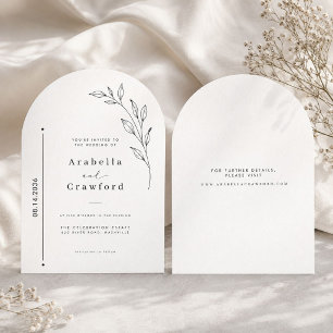 Minimalist Botanical Arch Wedding Invitation