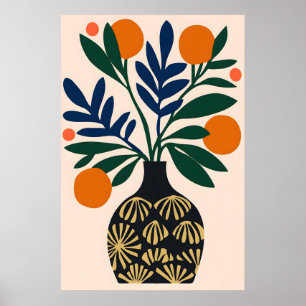 Minimalist Botanical Art - Abstract Orange and Poster
