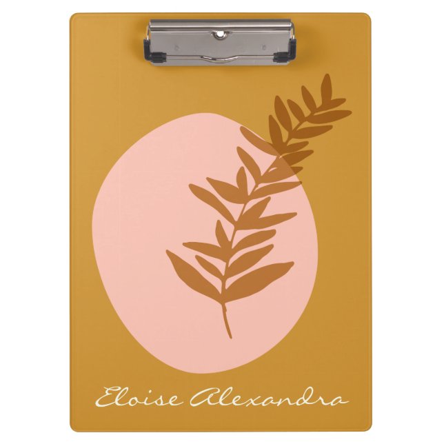 Minimalist Botanical Art in Yellow Personalised Clipboard (Front)