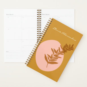 Minimalist Botanical Art in Yellow Personalised Planner