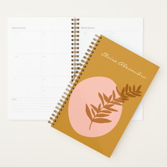 Minimalist Botanical Art in Yellow Personalised Planner (Display)