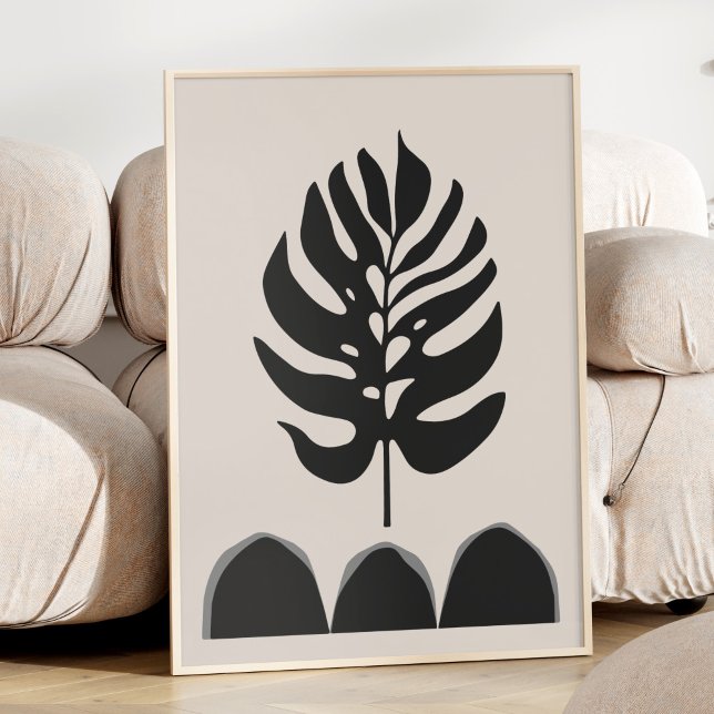 Minimalist Botanical Black White Cream Abstract  Poster (Creator Uploaded)