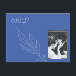 Minimalist Botanical Blue Photo Save the Date Postcard<br><div class="desc">Minimalist Modern Botanical Line Art French Blue Photo Save the Date Postcard</div>