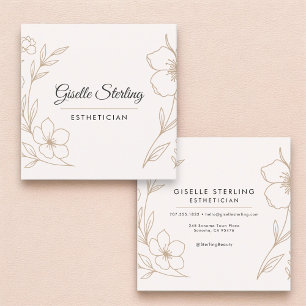 Minimalist Botanical Blush Black Esthetician Square Business Card
