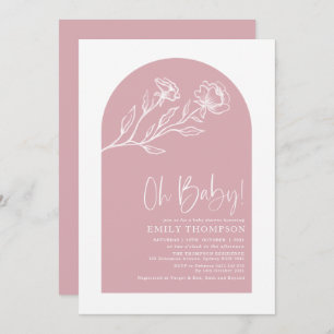 Minimalist Botanical Boho Arch Girl Baby Shower Invitation
