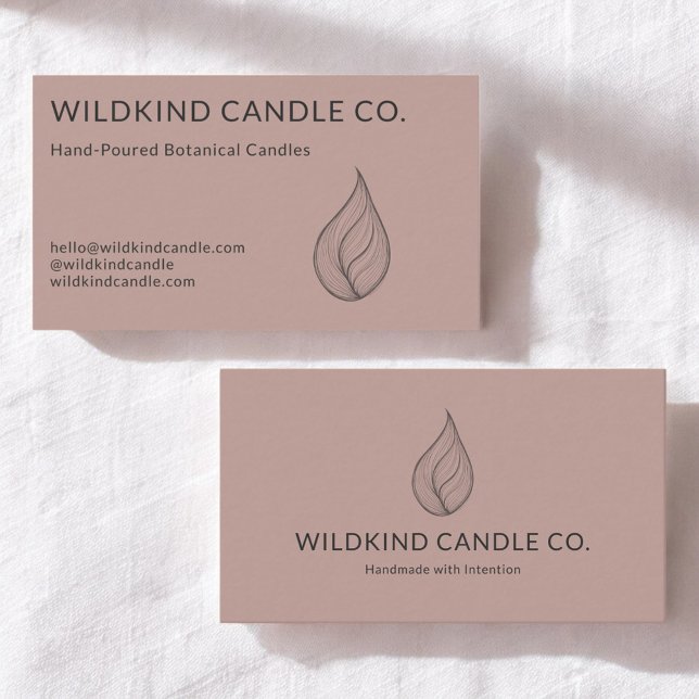 Minimalist Botanical Candle Hand Drawn Flame Business Card (Creator Uploaded)