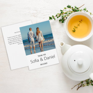 Minimalist Botanical Daisy Line Art wedding photo Thank You Card
