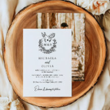 Minimalist Botanical Doves Elegant Script Wedding