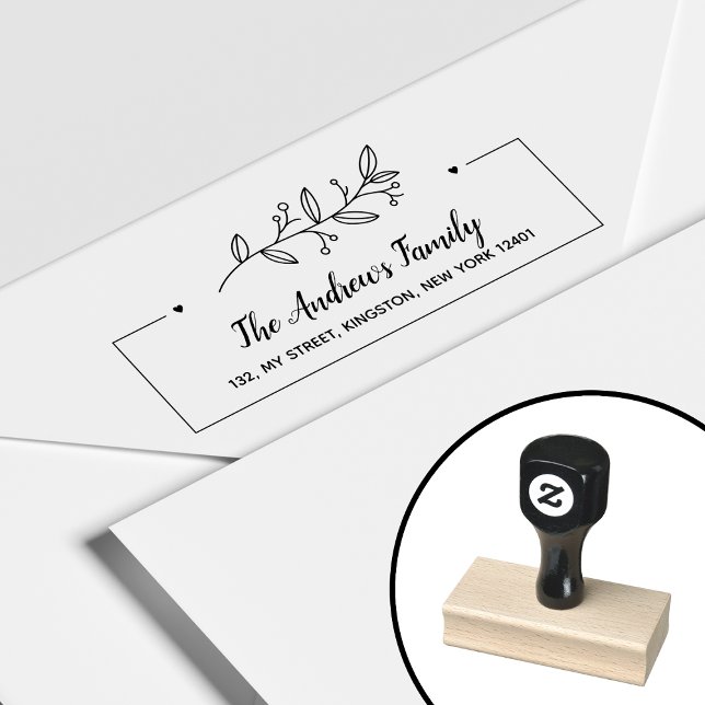 Minimalist Botanical Family Name Leaf Rubber Stamp (Creator Uploaded)