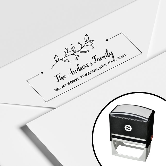 Minimalist Botanical Family Name Leaf Self-inking Stamp (Creator Uploaded)
