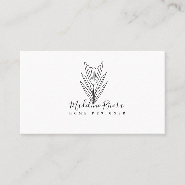Minimalist Botanical Floral Business Card (Front)