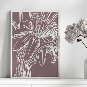 Minimalist Botanical Floral Line Drawing Artwork Poster