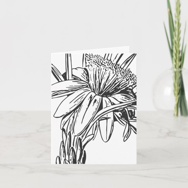 Minimalist Botanical Floral Line Drawing Artwork Thank You Card (Front)