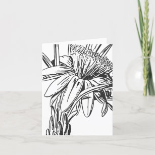 Minimalist Botanical Floral Line Drawing Artwork Thank You Card